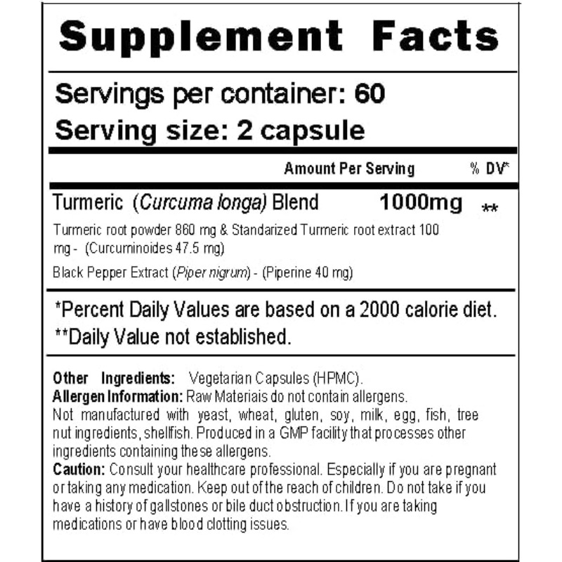Turmeric Capsules 1000mg Conta - Turmeric Curcumin Capsule review and price